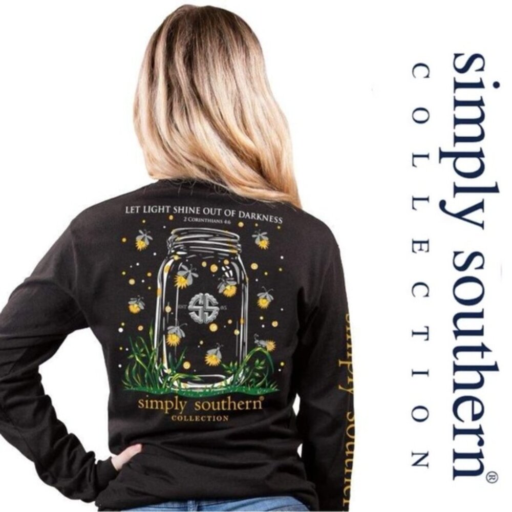 Simply Southern | Let Light Shine Black Long Sleeve Tee | Size Youth Small